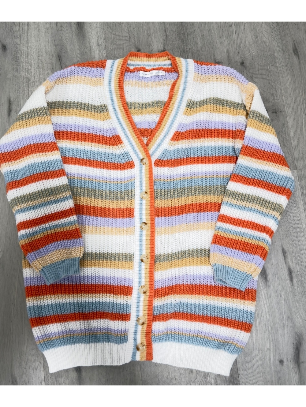 Altar'd State Women Cardigan Striped Multi Color Medium
